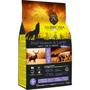 AMBROSIA Grain Free Adult Venison and Lamb 2Kg + ΔΩΡΟ Λιχουδιές CELEBRATE 160gr